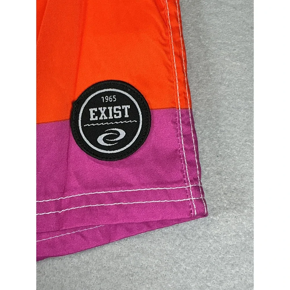 Exist Swim Men's Rainbow Striped Swim Trunks Board Shorts XL NWT